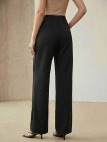 MOTF PREMIUM FOLD PLEATED SLANT POCKET WIDE LEG PANTS - Black - View 3