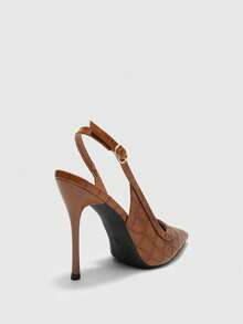 CUCCOO BIZCHIC Point-Toed Stilettos, Metal Buckles, Workplace Commuting Dating Slim Heels - F54 brown - View 8
