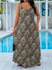 SHEIN CURVE+ Plus Size Black Dress, Basic Sleeveless Summer Dress - Multicolor - View 9