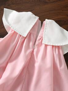 Cozy Pixies Baby Girl Floral Decor Cartoon Animal Embroidery Cute Dress - Pink - View 6