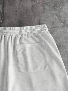 AXEPEAK Pantalones cortos de verano para hombres con cintura con cordón y bordado en gris claro - Gris Claro - Ver 5