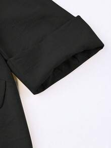 Franclia Plus Size Women's Fashionable Minimalist 3/4 Sleeve Fitted Office Blazer, Spring/Summer - Black - View 7