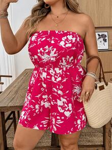 SHEIN CURVE+ 春夏女款印花抹胸连体裤 - 彩色 - 查看 6