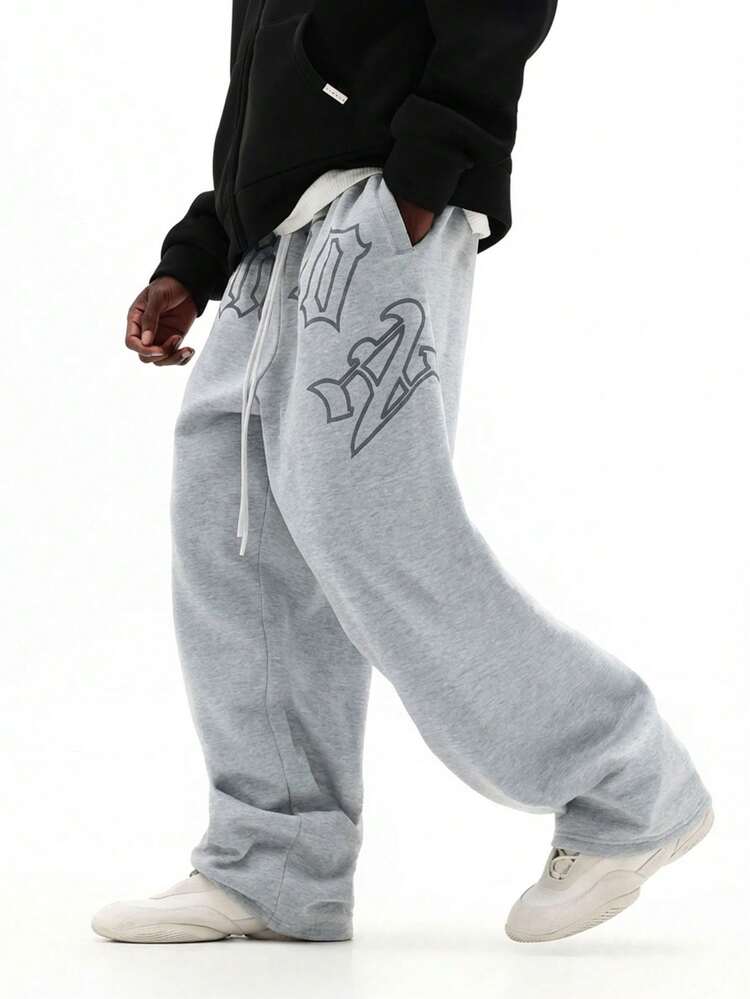 Men's Loose Fit Sweatpants With Gothic Crotch Graphics Relaxed Casual Streetwear Joggers For Comfort Winter Fall