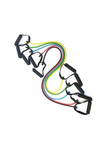 1pc Lightweight 5-Level Resistance Band With Handle, Strength Training Fitness Tube, Suitable For Yoga, Pilates, Home Workout, For Men And Women - Multicolor - View 3