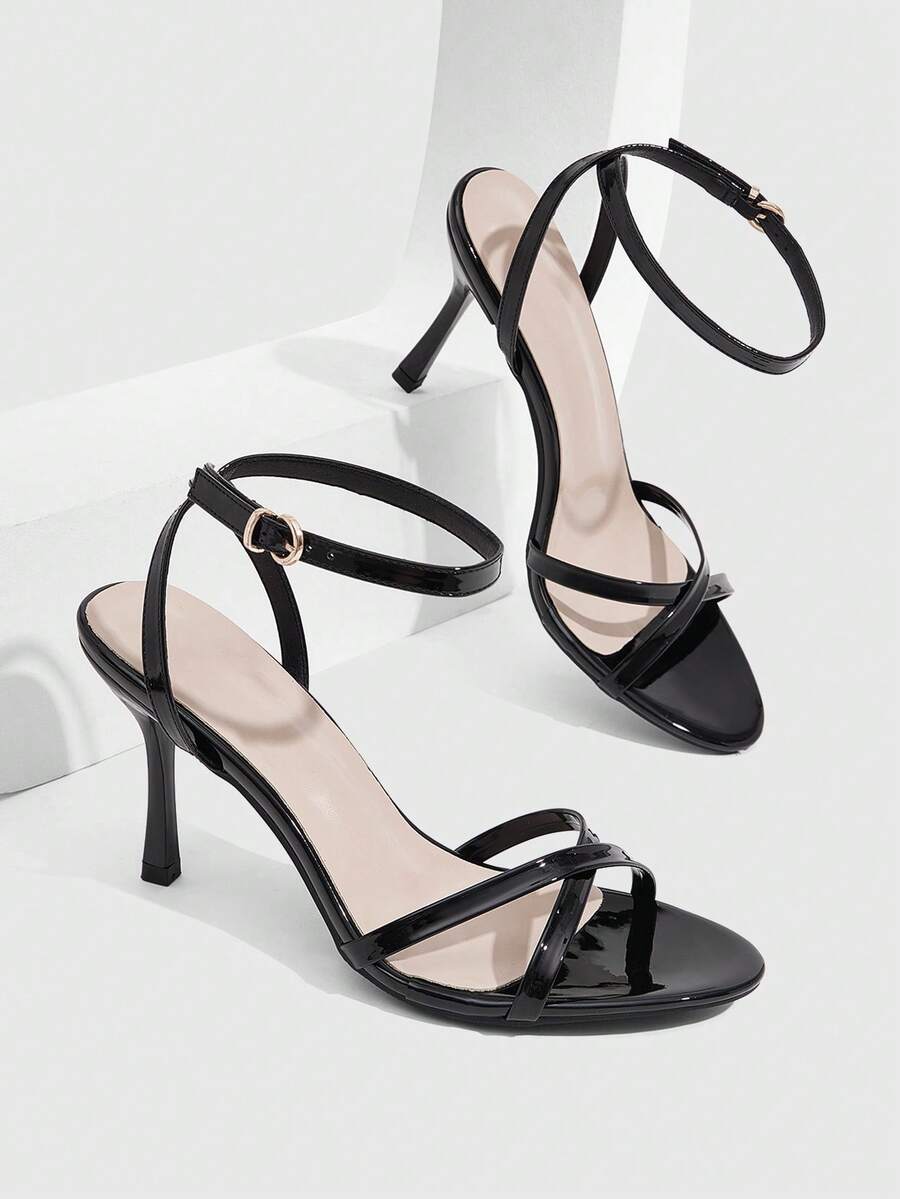 CUCCOO SZL Women Shoes Spring And Summer New Black Thin Strip With Ankle Strap Women's High-Heeled Sandals Fashionable Comfortable Versatile Sexy Party Banquet Wedding Women Sandals - Three knives black - View 1