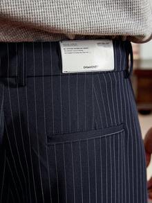 SWAVVY Pantalones anchos y sueltos con rayas para hombre - Azul Marino - Ver 7