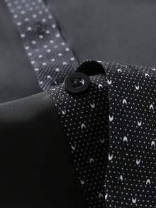 Manfinity Mode Men's Casual Patchwork Short Sleeve Shirt, Ceremony - Black - View 5