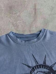 AXEPEAK 男士休闲度假宽松舒适纯棉印花时尚百搭背心 - 霧霾藍 - 查看 5