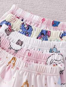 2 Sets Random Baby Girls Cute Cartoon Print Pajama Set,White And Pink Summer Holiday Short Sleeve Cardigan Top&Shorts,Princess Sheep Bear Rabbit - Multicolor - View 7