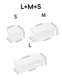 Caja de almacenamiento de cosméticos de escritorio, juego de organización de cajones de plástico transparente, caja de almacenamiento de tocador transparente, caja de almacenamiento exquisita, caja de partición de cajón de escritorio y caja de almacenamiento, adecuada para cosméticos, joyas, herramientas pequeñas en la cocina, el dormitorio, el baño, la oficina, la decoración del cajón del escritorio para fiestas - transparente - Ver 29