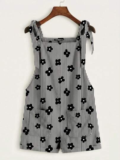 SHEIN EZwear אוברול פרחוני מפוספס קז'ואל עם קשרים וכיסים, מתאים לנסיעות יומיומיות, דייטים, מסיבה, סתיו/חורף/קיץ, חג המולד, ראש השנה, חג ההודיה, מסיבה, חתונה, חוף ים, טקס סיום לימודים, אופנה, אלגנטי, קז'ואל, טיול, דייטים, הזמנה, נסיעות לעבודה, מבריק, יום ולנטיין, אלגנטי, חופשה, קז'ואל, Y2K, טיול, טקס סיום לימודים, וכו'.