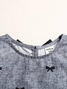 SHEIN 女童休閒日常百搭舒適修身圓領無袖條紋背心與長褲套裝 - 藍色 - 查看 8