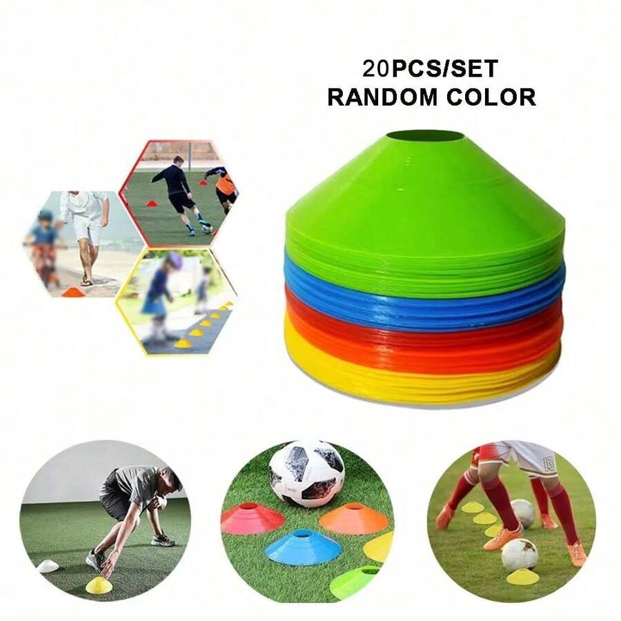 20pcs(Random Color) Soccer Training Markers, Round Flat Agility Discs, Speed & Coordination Drills Cones - Multicolor - View 1