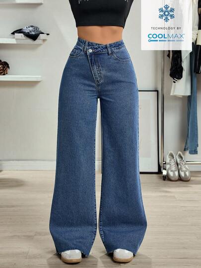 SHEIN Tall Quần jeans ống đứng cạp cao đa năng dành cho nữ cao