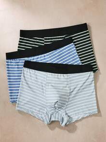EverLounge 3pcs/Pack Men's Striped Boxer Briefs, Casual Comfortable Everyday Underwear - Multicolor - View 1