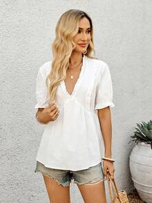 EMERY ROSE Women's Summer Holiday Vacation Top , Country Concert White Boho - White - View 6