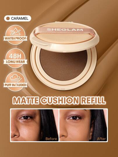 SHEGLAM Lock & Go Fond De Teint Cushion Longue Tenue-Caramel Marque Beauté Visage Maquillage Maquilliage CosméTique Pour Femmes Filles Parfait Pour Hiver Printemps ÉTé IdéAl Pour Y2K ÉLéGant Mode Adapté Pour Anniversaire FêTe Des MèRes Cadeau Festival FêTe PrêT Meilleure Couleur