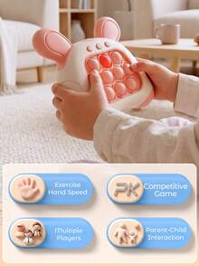 Teckwe Electronic Light-Up Quick Push Challenge Game, Fidget Game Machine, Portable Stress Relief Handheld Game Toy - Pink - View 3