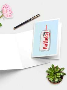 1pc Funny Diet Birthday Card With Can Design - Humorous Soda Lover Gift For Birthdays, Party Invitation & Celebration Greeting Card With Envelope, Perfect For Cola Enthusiasts, Birthday Party Decorations - Multicolor - View 2