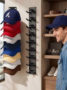 2 Pieces Baseball Cap Storage Rack, Strong Adhesive Wall-Mounted Hat Stand, Multi-Layer Hat Storage Display Stand, Wall-Mounted Hat Hooks For Hanging Multiple Hats, Suitable For Wardrobe Doors And Bedrooms, Keeps Hats Neat And Wrinkle-Free, Perfect As Gifts For Various Occasions, 1/2 Pieces - Multicolor - View 13