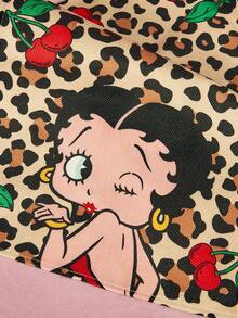 Betty Boop x SHEIN 1 chiếc, Cờ để bàn in hình báo đốm dành cho bé gái, chất liệu dày dặn, chống trượt, in toàn bộ bề mặt, màu đen trang trí, phù hợp với bàn có chiều dài 90/160/183/200cm, quà tặng Giáng sinh. - Nhiều màu - Xem 3