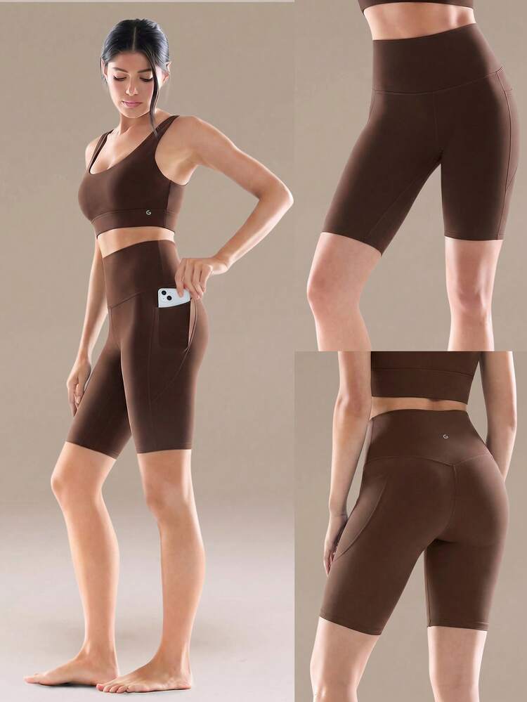 10" FeatherFit™ Flex Biker Shorts With Side Pockets Low Impact Yoga Pilates Daily
