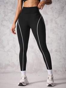 Velisys Velisys 2条装女士无缝撞色条纹腰带塑身打底裤，适合跑步、健身、瑜伽、叠穿 - 彩色 - 查看 2
