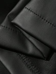 DAZY Pantalones con abertura lateral de unicolor para mujer, shorts de 2 en 1 de piel sintética, para primavera/verano - Negro - Ver 6