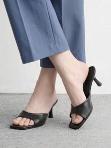 CUCCOO BIZCHIC Giày sandal cao gót hở mũi đa năng dành cho nữ, thích hợp mang hàng ngày hoặc vào dịp Lễ Tình nhân. - Đêm đen - Xem 5