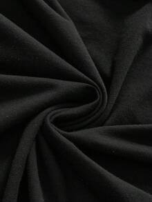 ROMWE Gothic Floral Flocked Patchwork A-Line Midi Dress, Halloween - Black - View 4