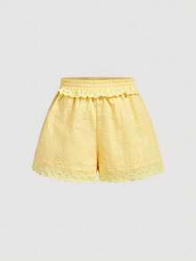 SHEIN MOD Quần short nữ màu trơn tối giản, kiểu dáng thường ngày. - Màu vàng - Xem 3