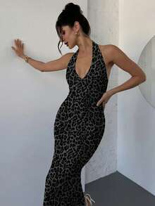 Firerie Women's Leopard Print Backless Bodycon Dress - Multicolor - View 6