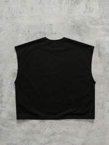 ROMWE MEN Men's Casual Flame Print Loose Tank Top, Fashionable Street Style For Daily Wear, Summer - Black - View 3