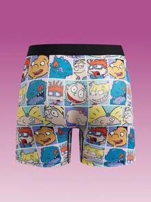 Nick 90s | SHEIN 1 buah Celana Dalam Boxer Anak Laki-laki Motif Kartun Seluruh Permukaan, Tema Animasi Retro - Hijau - View 2