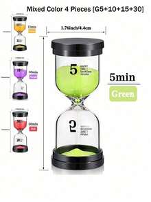 1/3/5/10/15/30 Minutes Black Lid Marked Glass Timer, Home Decor Sandclock, Suitable For Homework, Teeth Brushing, Kitchen Cooking, Yoga Gaming, Desktop Decoration Best Gifts Birthday Graduation - Multicolor - View 19