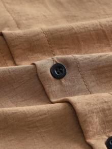 Officeau Men's Old Money Khaki Short Sleeve Shirt, For Business Casual/ Commuting, Gift For Father/ Husband - Khaki - View 5