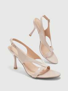 CUCCOO BIZCHIC Giày sandal cao gót thời trang nữ, gót nhọn, da bóng, phù hợp bốn mùa, đi làm, thanh lịch, cơ bản, công sở, ngoài trời. - Màu be - Xem 11