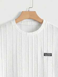 EASEVO Plus Size Men's Casual Daily Commute Letter Textured Fabric Short Sleeve T-Shirt, Summer - White - View 6