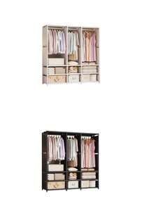 1PC Multifunctional Portable Wardrobe Closet Dustproof Freestanding Floor Standing Assembly Storage Rack For Bedroom Living Room Home Holiday Gift Christmas Gift - Multicolor - View 9