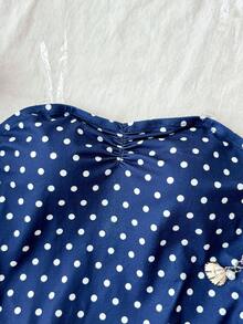 Áo hai dây croptop dệt kim màu xanh hải quân, họa tiết chấm bi tối giản, thích hợp cho tuổi teen và thiếu nữ, phù hợp cho mùa xuân và mùa hè, kiểu dáng thường ngày đa năng, có thể tạo phong cách cá nhân, mặc hàng ngày. - Xanh đậm - Xem 6