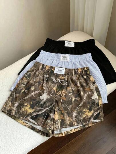 SHEIN EZwear سروال قصير كاجوال للنساء كبيرات الحجم، متعدد الألوان