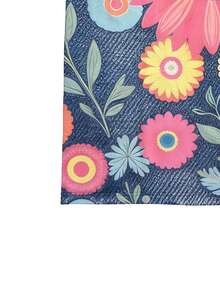 EMERY ROSE Plus Size Women Floral Print V-Neck Short Sleeve Blouse, Vacation - Multicolor - View 3