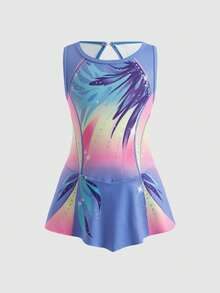 SHEIN Đầm thể thao in họa tiết thường ngày cho bé gái - Màu tím - Xem 3