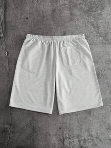 AXEPEAK Pantalones cortos de verano para hombres con cintura con cordón y bordado en gris claro - Gris Claro - Ver 4