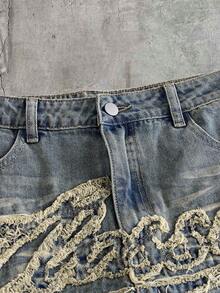 AXEPEAK Men's Black Washed Printed Shorts - Blue - View 4