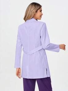 TaskEZ 女士现代经典版型白色 Modernist 35 英寸三口袋弹力实验服护士服工作服制服 - 淡紫色 - 查看 2