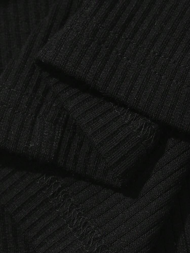 Dazy Plus Color Block Half-Open Collar Wrap Long Dress With Short Sleeves, Sexy & Plus Size, Black, Suitable For Dates, Spring/Summer