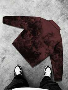 Manfinity Roghcode Chaqueta casual de hombre con estampado retro de figuras - Burdeos - Ver 2