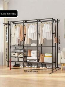1pc Hanger & Storage Rack + Thickened Hook Set, Freestanding Space-Saving Structure, Quick Assembly Without Complex Tools, Black/White Stylish Design Matches Any Decor, Stores Clothes, Shoes & Accessories In One Step, Ideal For 92 Usage Scenarios, Recommended By 68 Home Tests, Strong Load Capacity & Sturdy Without Sway, Keeps Your Space Neat And Organized. - Multicolor - View 13